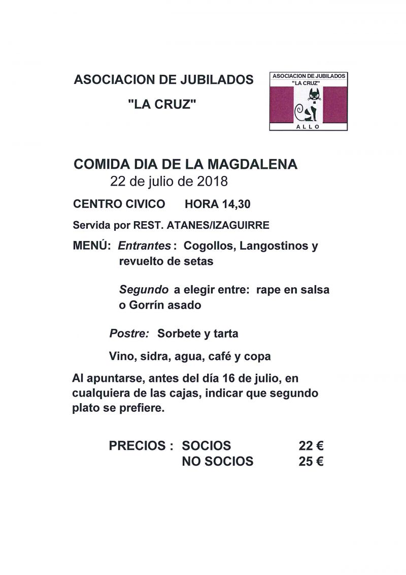 COMIDA DÍA DE LA MAGDALENA