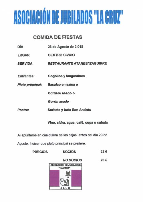 COMIDA DIA DE JUBILADOS