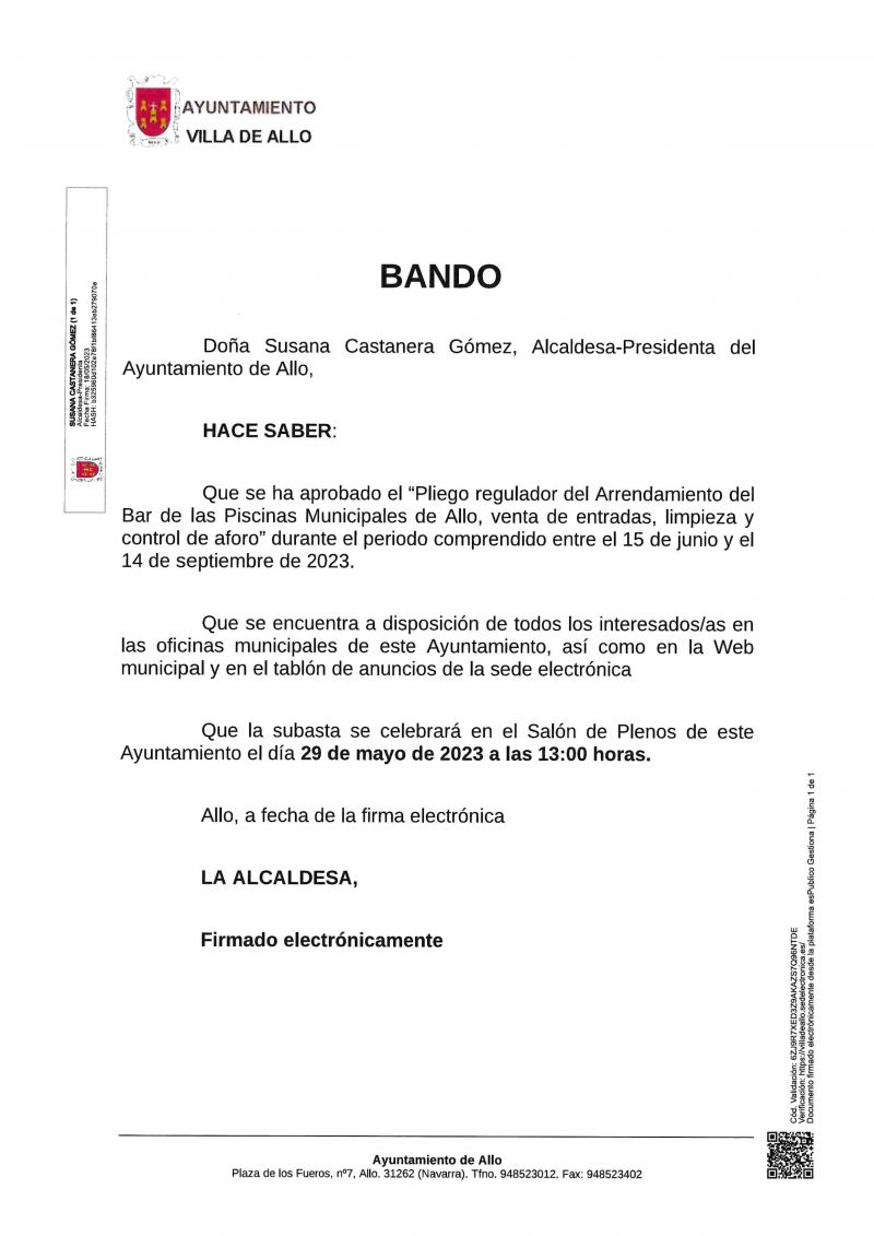GESTION BAR PISCINAS 2023