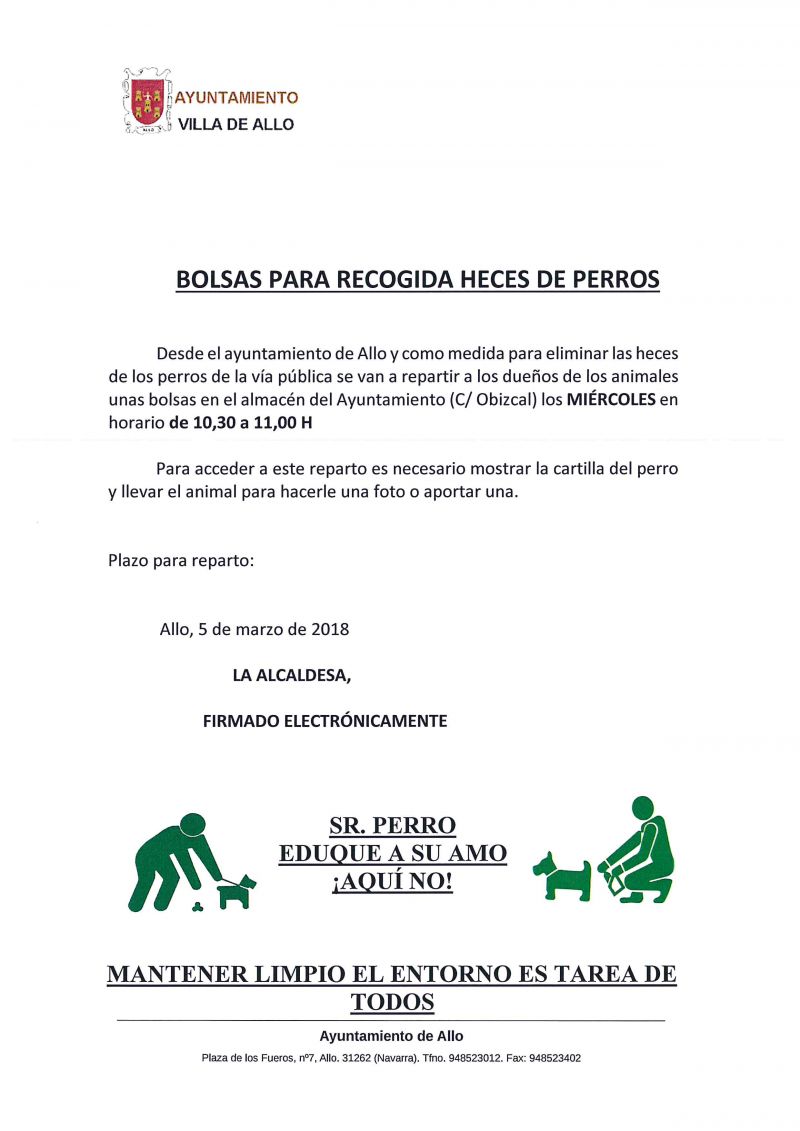 BANDO BOLSAS RECOGIDA HECES PERROS