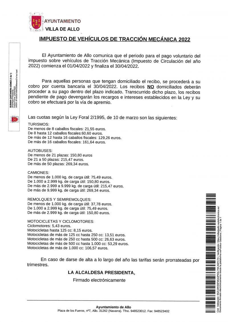PAGO DEL IMPUESTO DE CIRCULACIÓN 2022