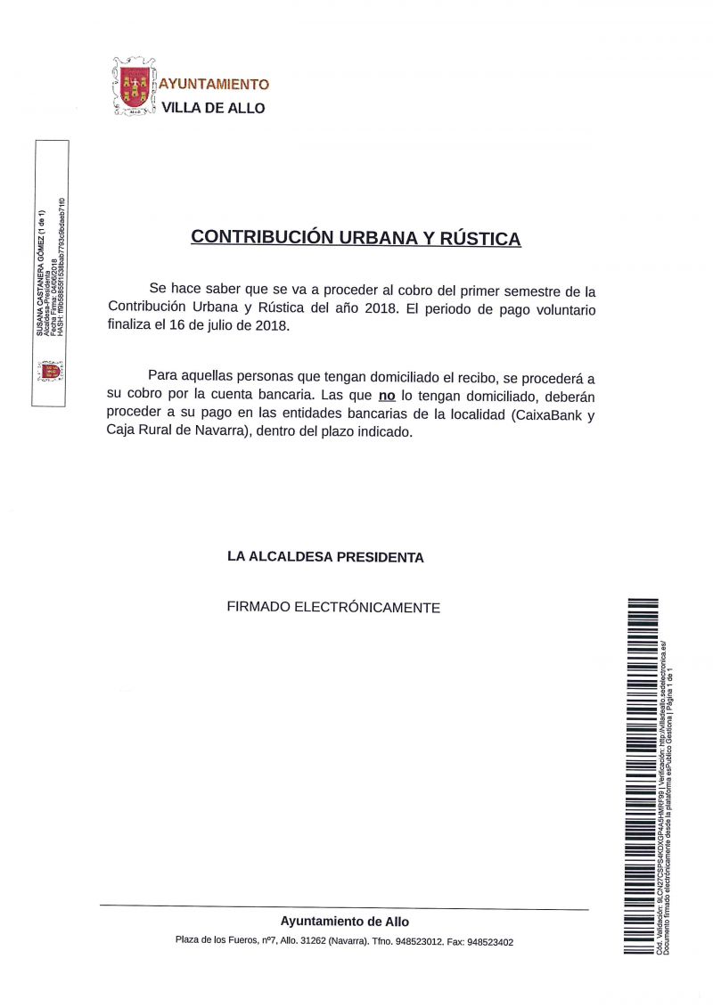 CONTRIBUCIÓN URBANA Y RÚSTICA