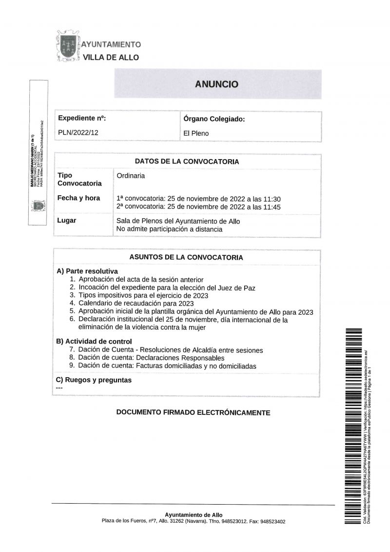 CONVOCATORIA SESIÓN PLENARIA