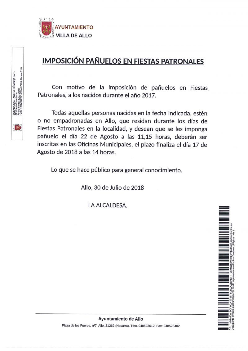 IMPOSICIÓN PAÑUELOS NACIDOS 2017