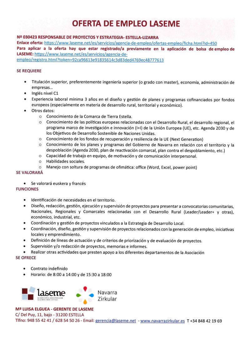 OFERTA DE EMPLEO LASEME