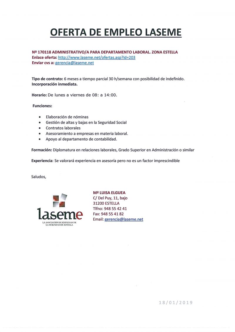 OFERTAS DE EMPLEO LASEME