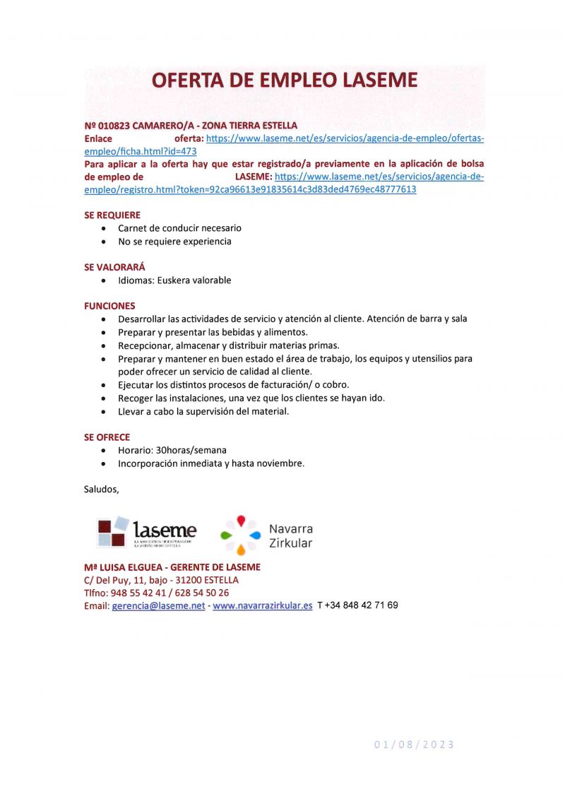 OFERTA DE EMPLEO LASEME