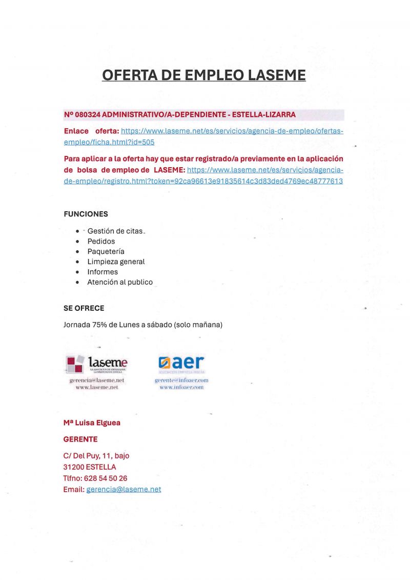 OFERTA DE EMPLEO LASEME