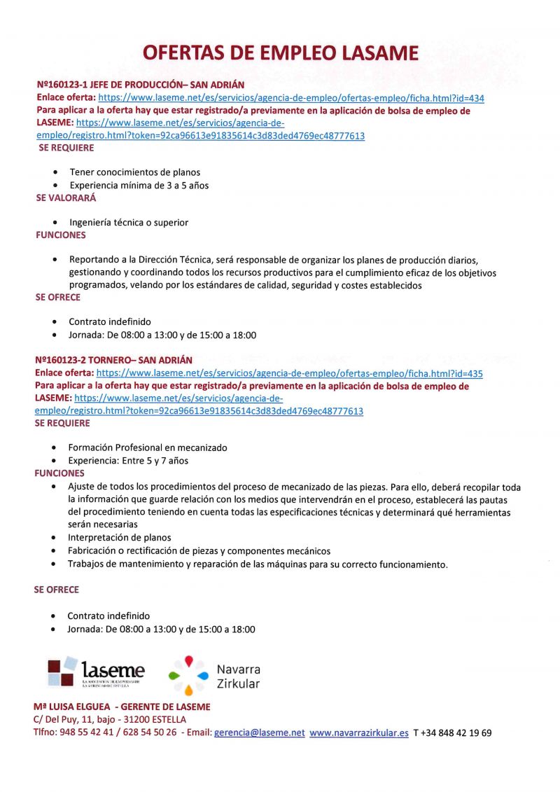 OFERTA DE EMPLEO LASEME