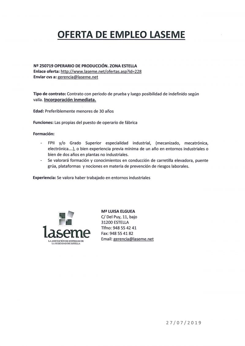 OFERTAS DE EMPLEO