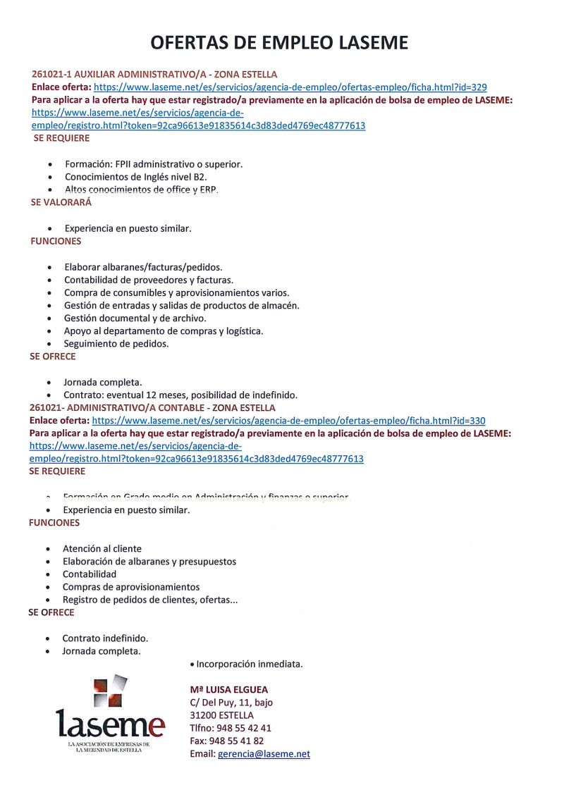 OFERTAS DE EMPLEO