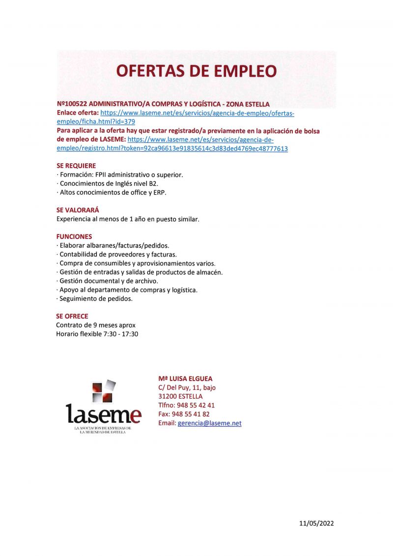 OFERTA DE EMPLEO LASEME
