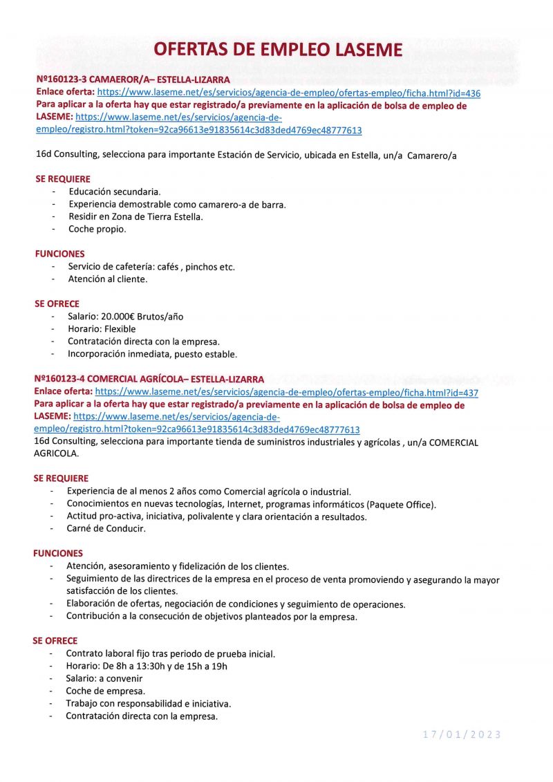 OFERTA DE EMPLEO LASEME