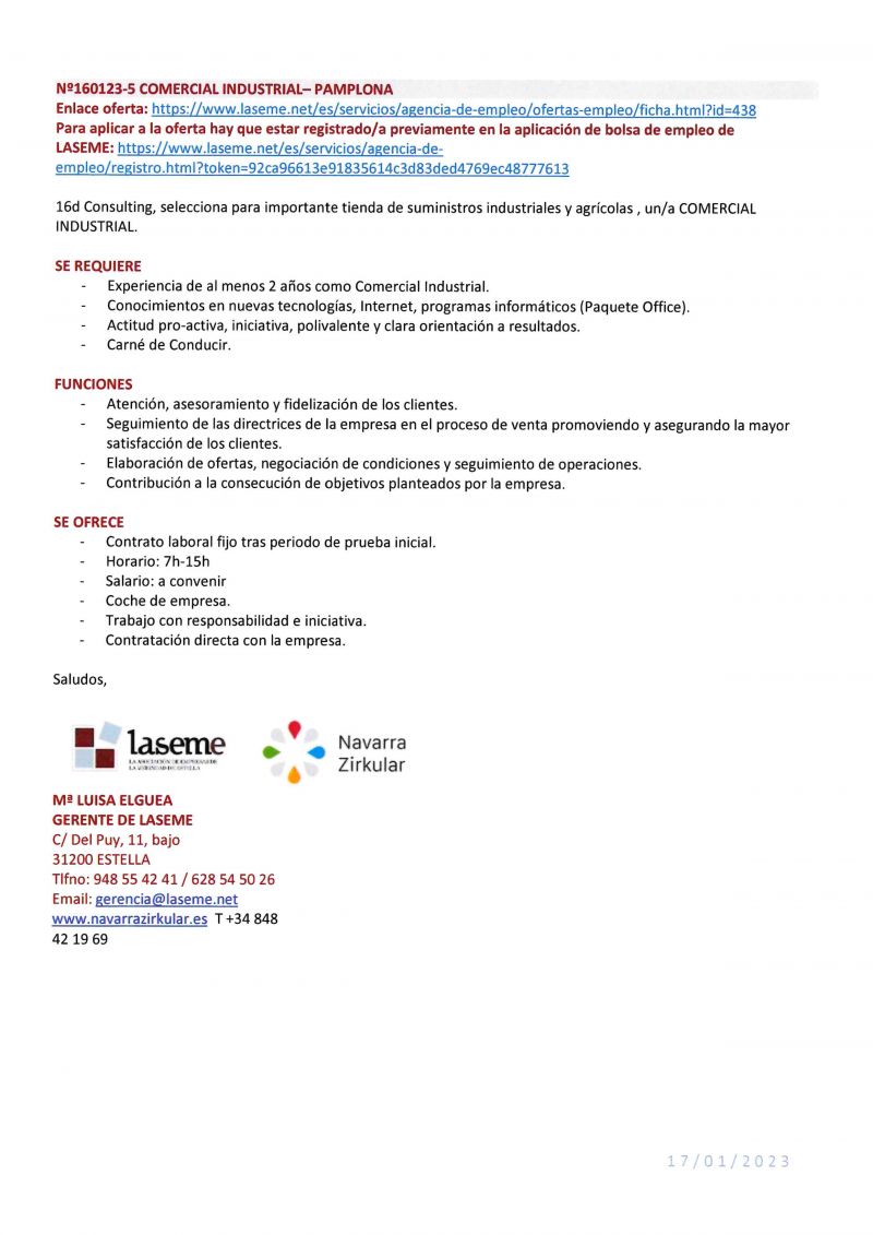 OFERTA DE EMPLEO LASEME