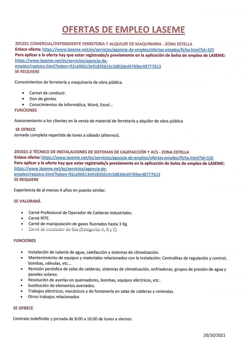 OFERTAS DE EMPLEO