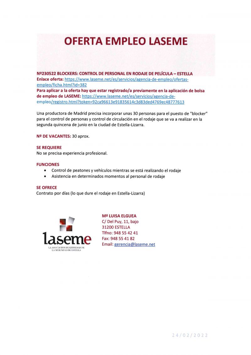 OFERTA DE EMPLEO LASEME