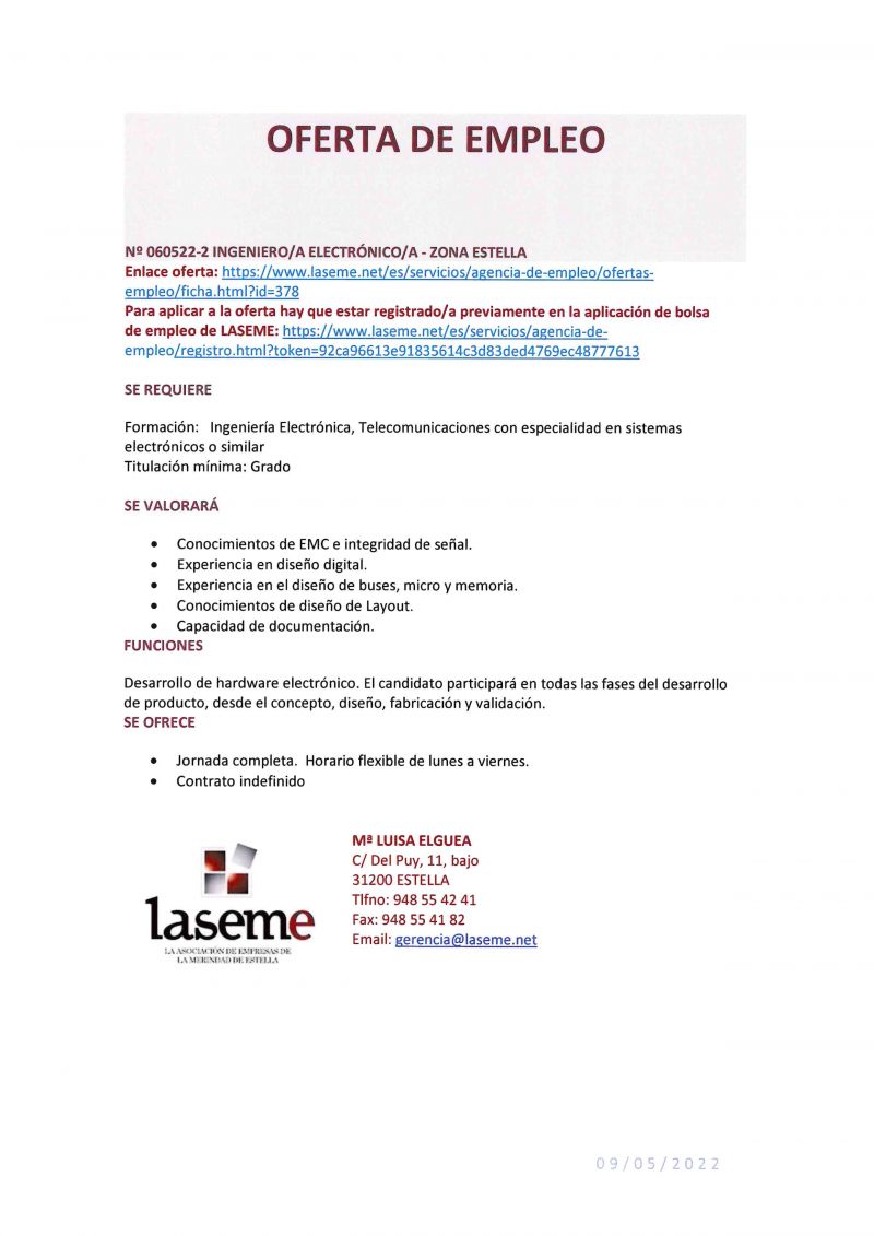 OFERTA DE EMPLEO LASEME