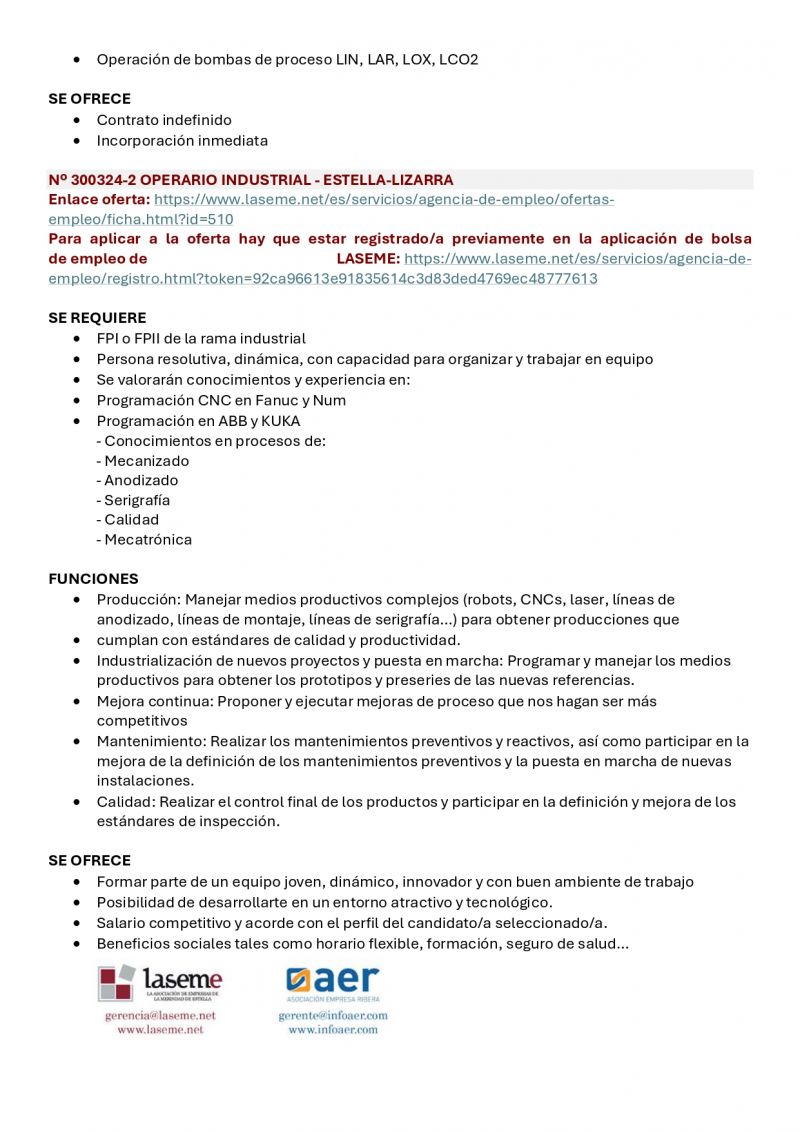 OFERTA DE EMPLEO LASEME