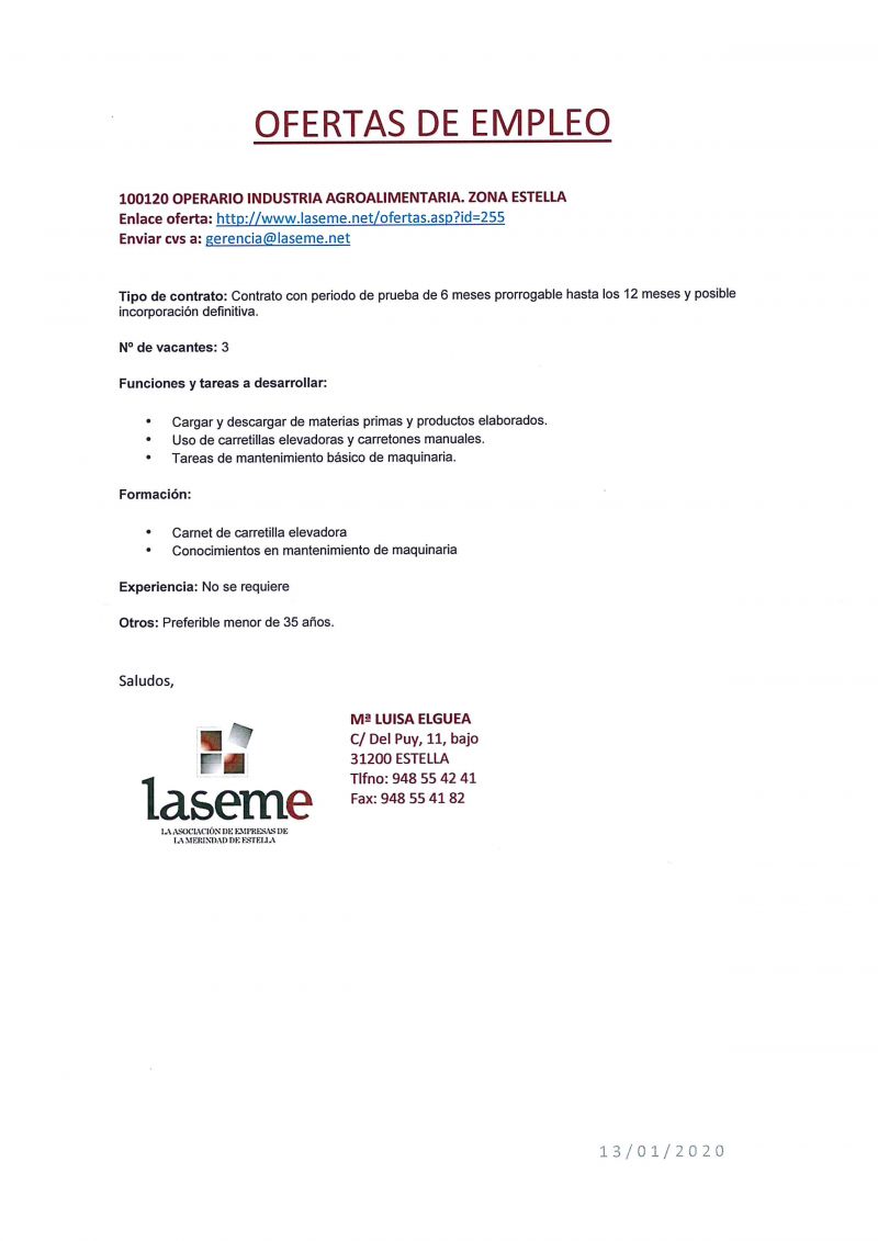 OFERTAS DE EMPLEO