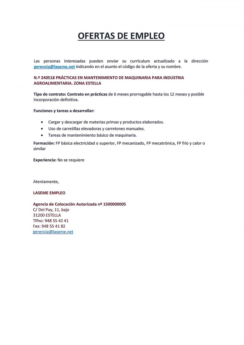 OFERTAS DE EMPLEO LASEME