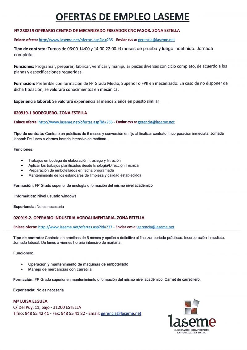 OFERTAS DE EMPLEO