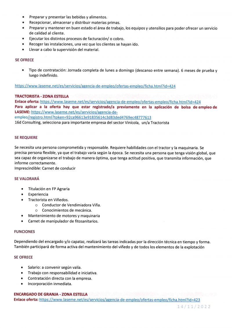 OFERTA DE EMPLEO LASEME