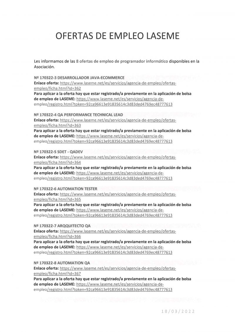 OFERTA DE EMPLEO LASEME