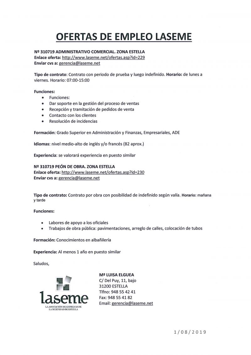 OFERTAS DE EMPLEO