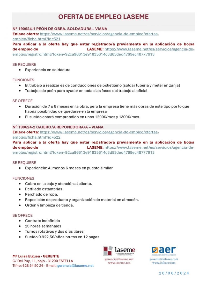 OFERTA DE EMPLEO LASEME
