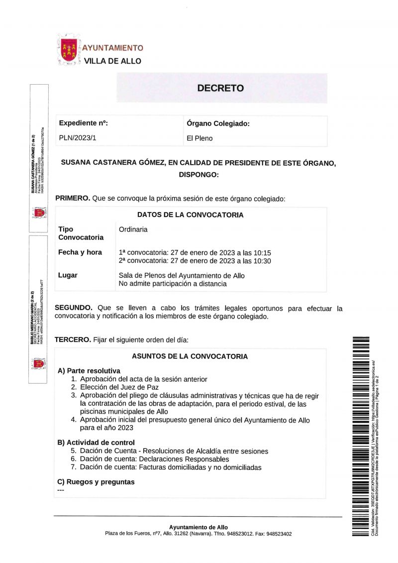 CONVOCATORIA SESIÓN PLENARIA