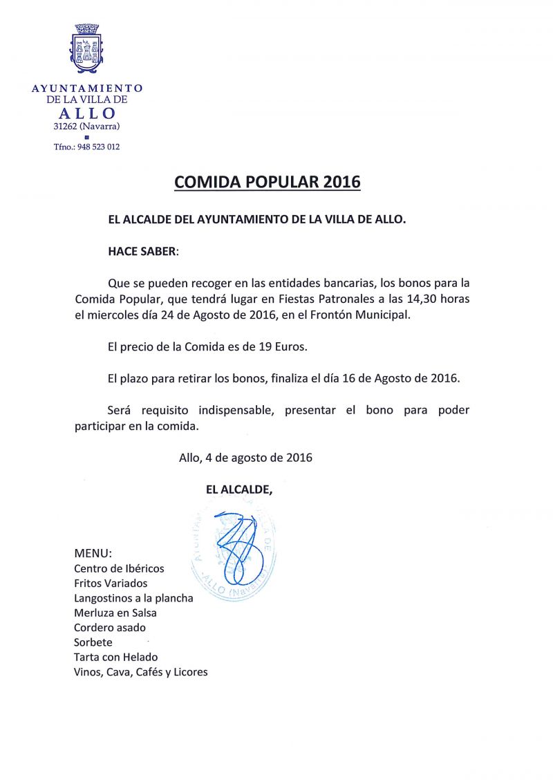 COMIDA POPULAR 2016