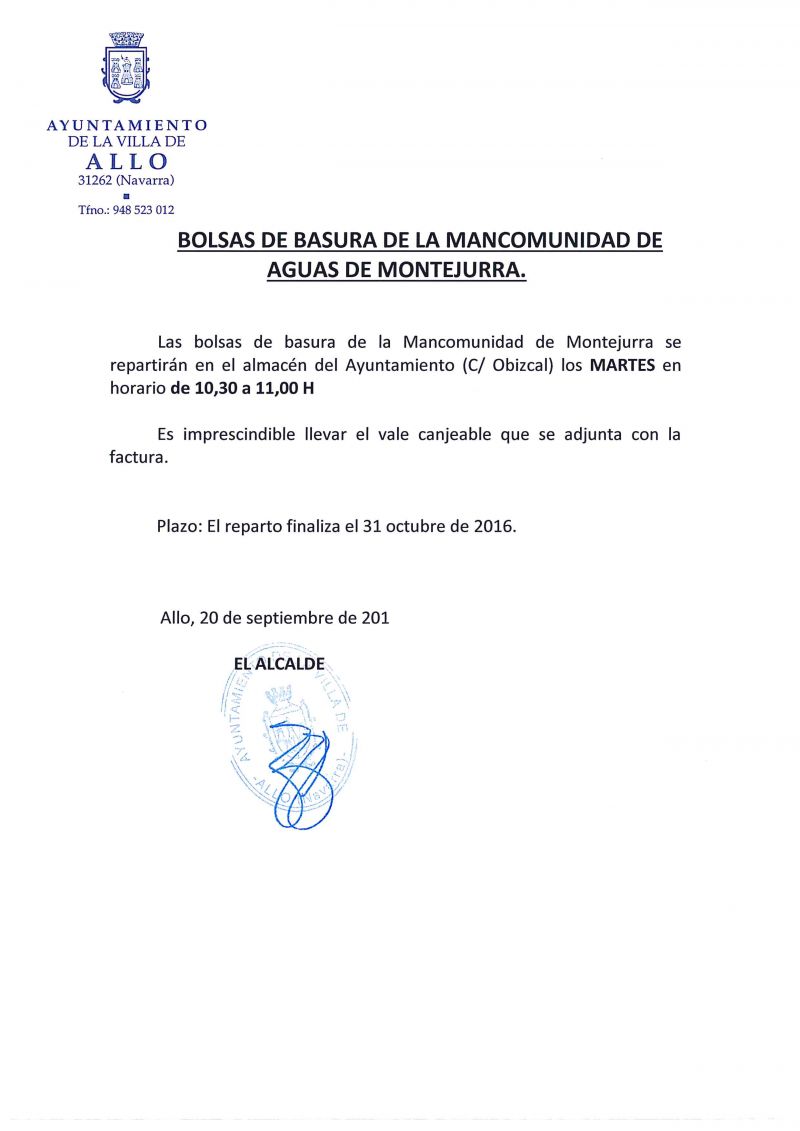 Bolsas Basura Mancomunidad Montejurra