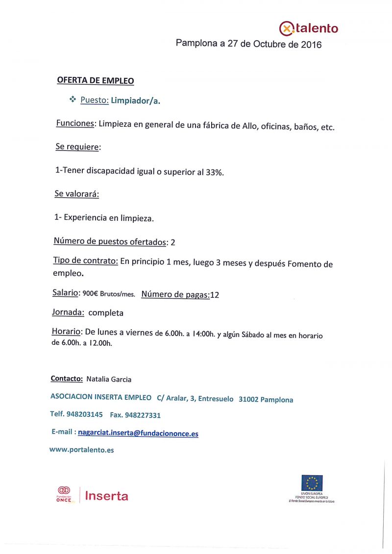 OFERTA DE EMPLEO