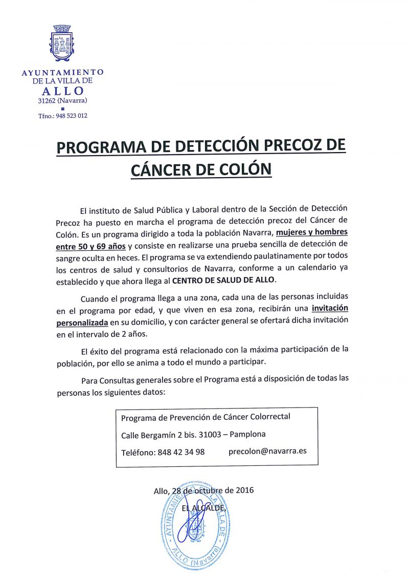 PROGRAMA DE DETECCIÓN DE CÁNCER DE COLÓN - BANDO