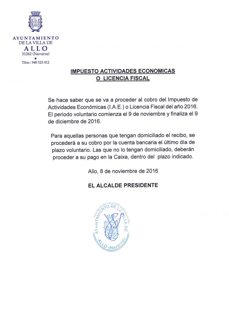 Impuesto Actividades Económicas