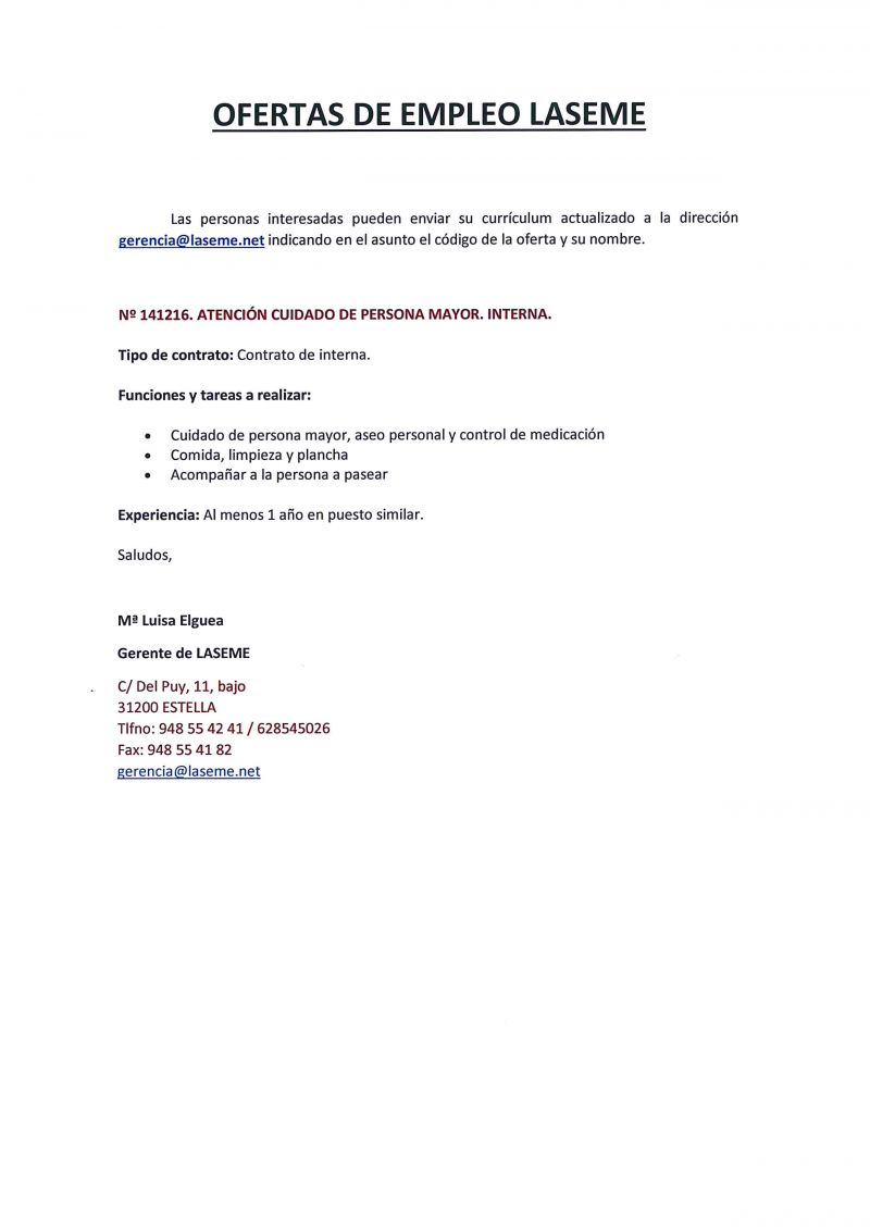 OFERTAS DE EMPLEO LASEME