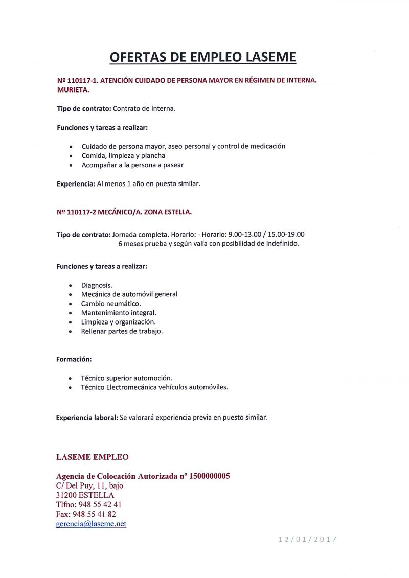 OFERTAS DE EMPLEO LASEME