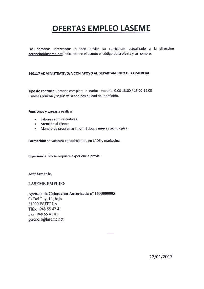 OFERTAS DE EMPLEO LASEME