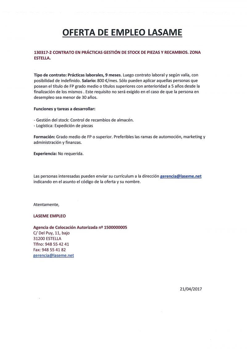 OFERTAS DE EMPLEO LASEME