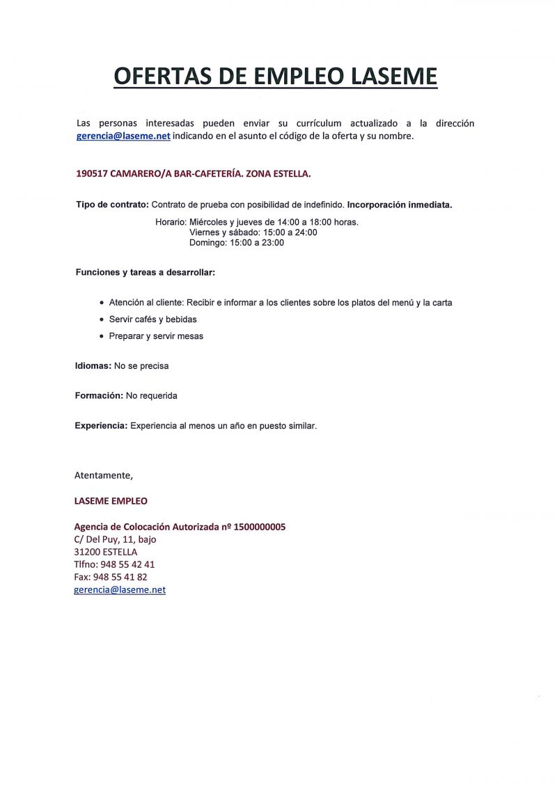 OFERTAS DE EMPLEO LASEME