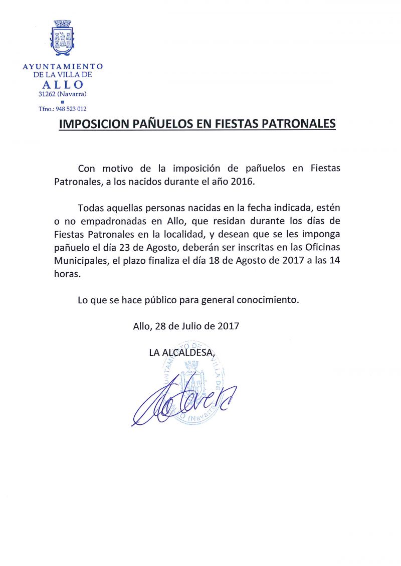 IMPOSICIÓN PAÑUELOS NACIDOS 2016