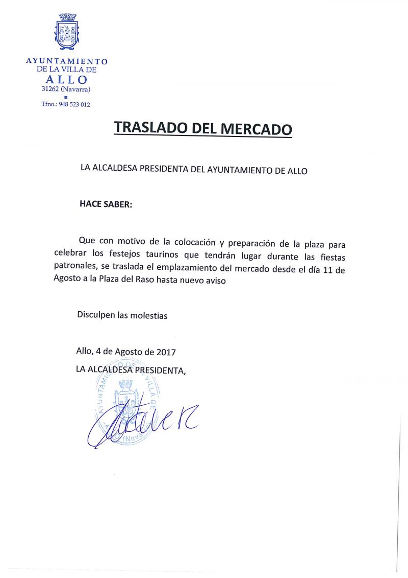 Bando sobre mercado semanal