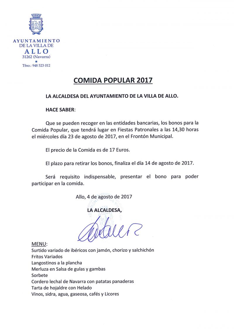 COMIDA POPULAR FIESTAS 2017