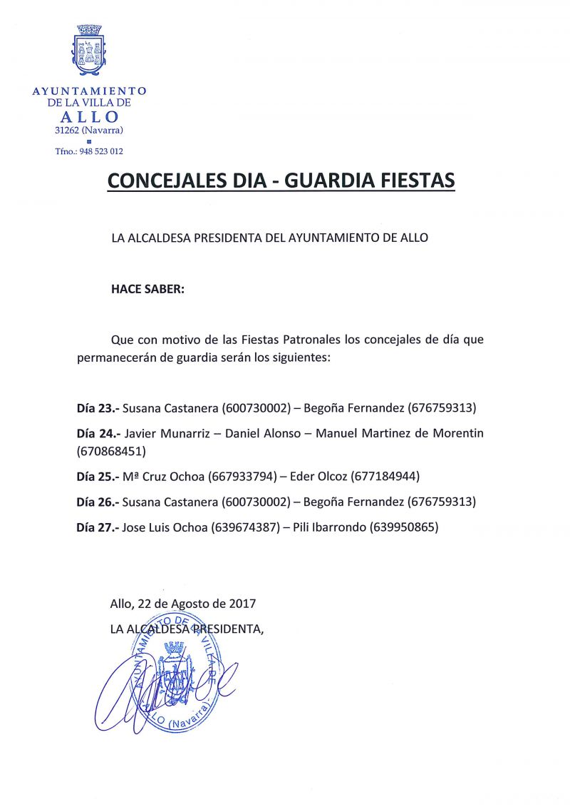 CONCEJALES DE DIA