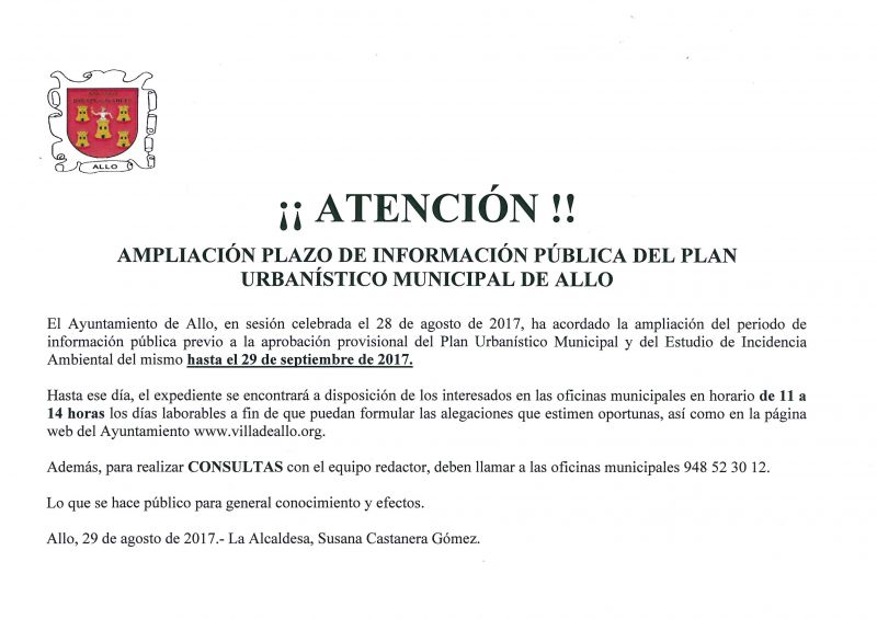 Ampliación plazo