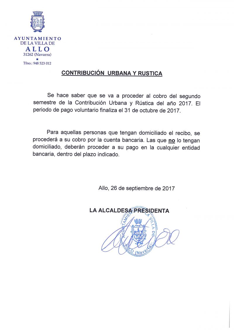 CONTRIBUCIÓN URBANA Y RÚSTICA