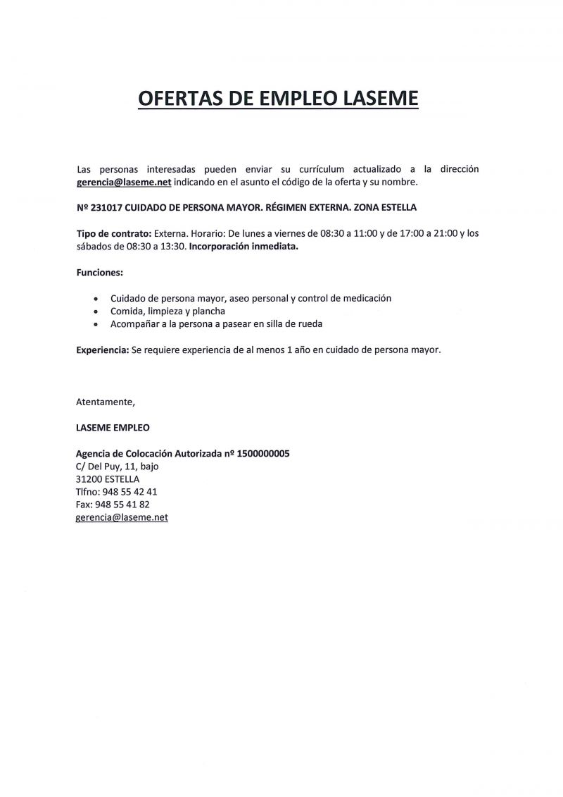 OFERTAS DE EMPLEO LASEME