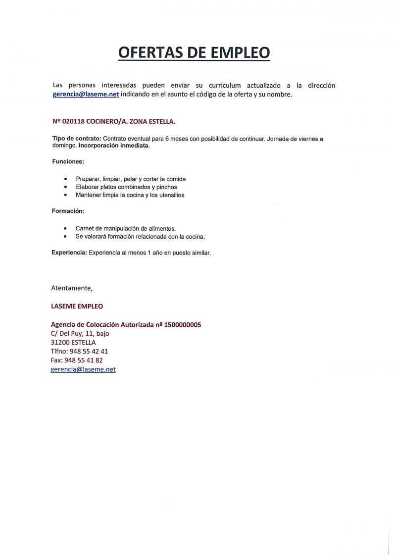 OFERTA DE EMPLEO