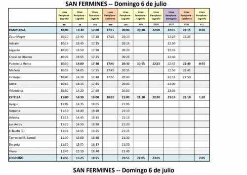Horario La estellesa 6 de julio