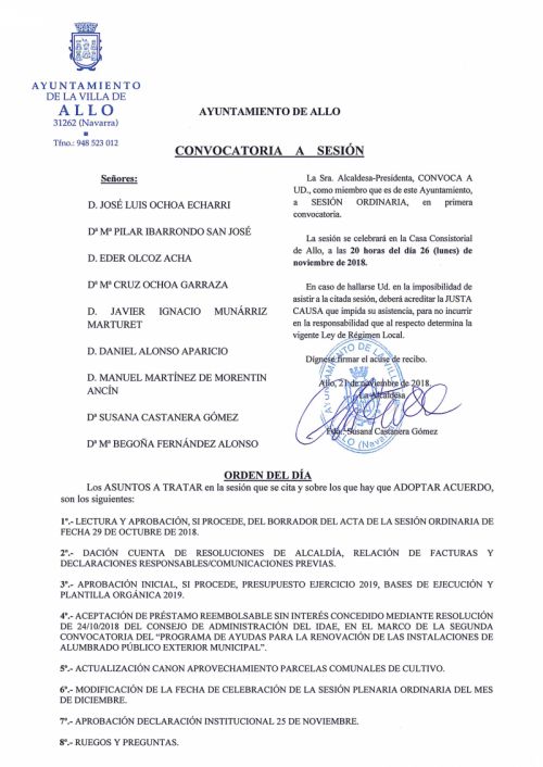 Convocatoria pleno